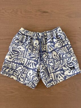 Men's Blue and light yellowPatterned Swim Trunks